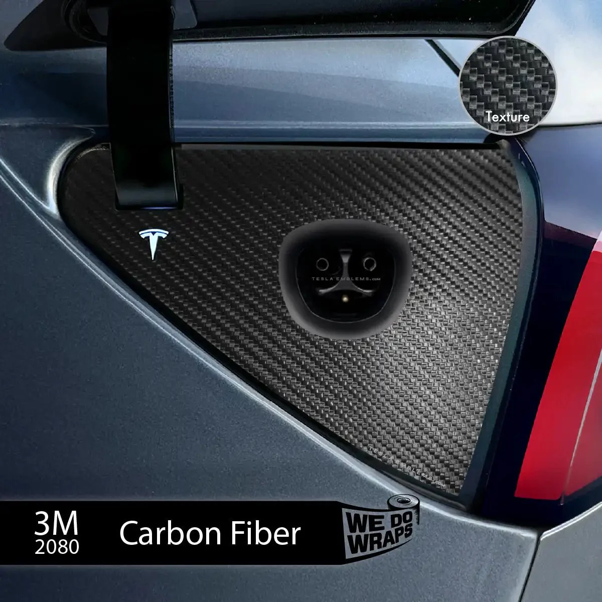 3M Carbon Fiber Tesla Charge Port Wrap | Model 3 - Image 2