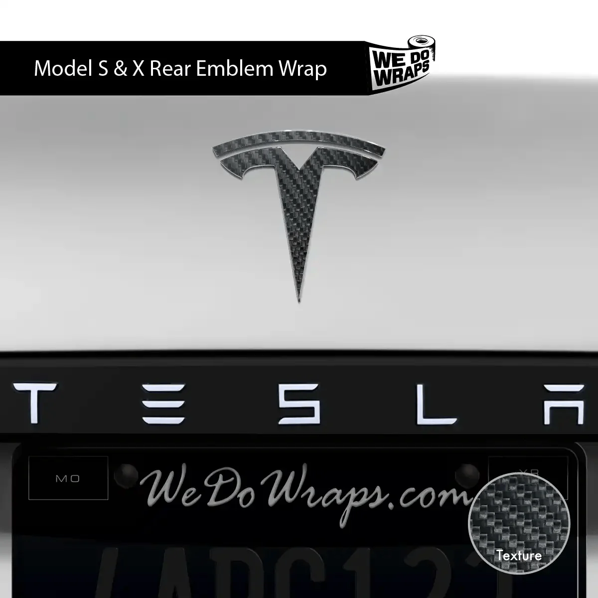 3M Carbon Fiber Tesla Emblem Decals (Front + Back) | Model X - Image 4