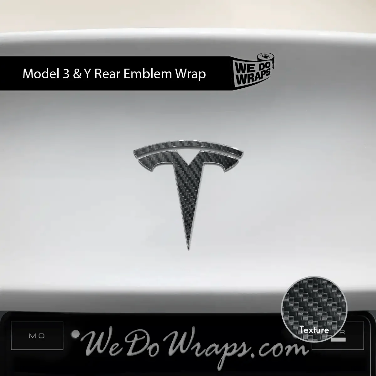 3M Carbon Fiber Tesla Emblem Decals (Front + Back) | Model 3 - Image 3