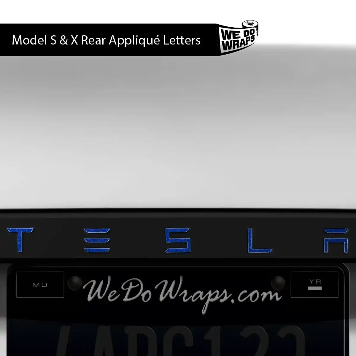 3M Deep Blue Metallic Tesla Emblem Decals (Front + Back) | Model S - Image 3