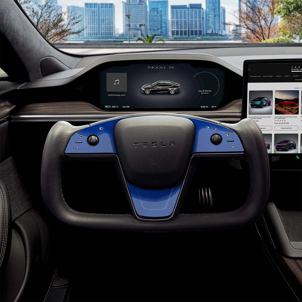 3M Deep Blue Metallic Tesla Steering Wheel Trim Decal Kit (3pcs) | MS Feb 2021+ - Image 5