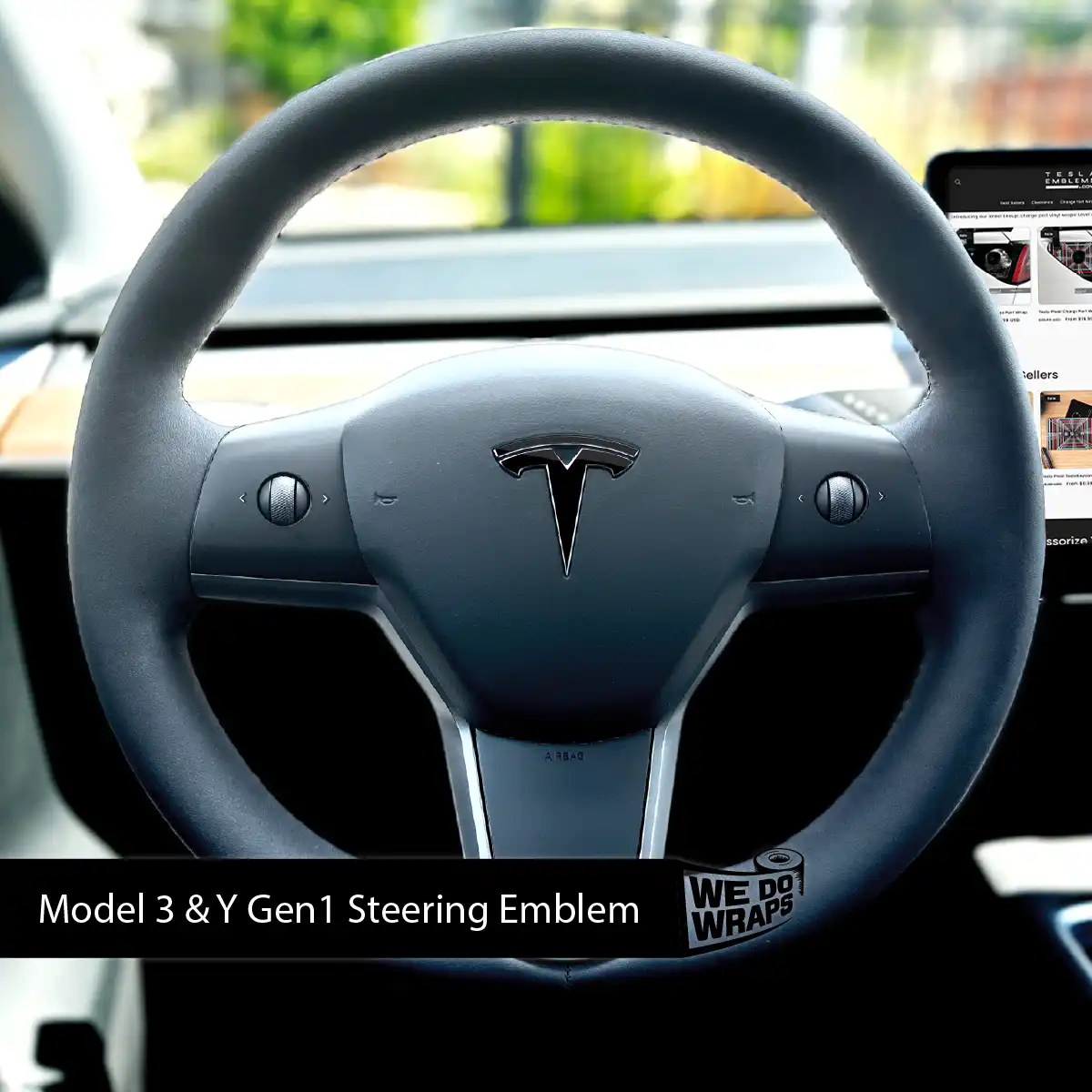 3M Gloss Black Tesla Steering Wheel Wrap | M3 2017-Jan 2024 - Image 3