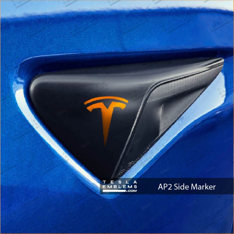 3M Gloss Deep Orange Tesla Autopilot Camera Side Marker Decals (2pcs) - Image 2