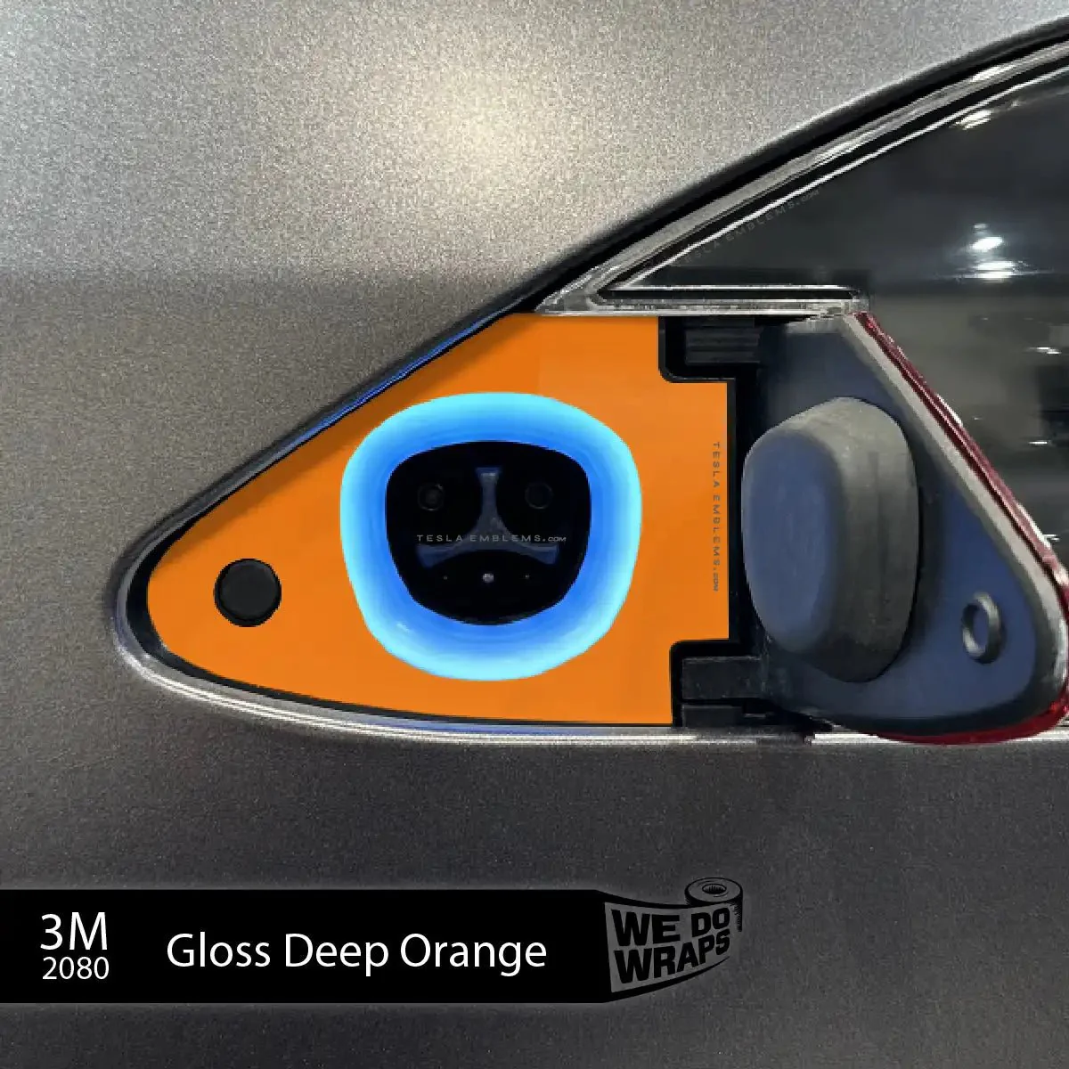 3M Gloss Deep Orange Tesla Charge Port Wrap | Model S - Image 2