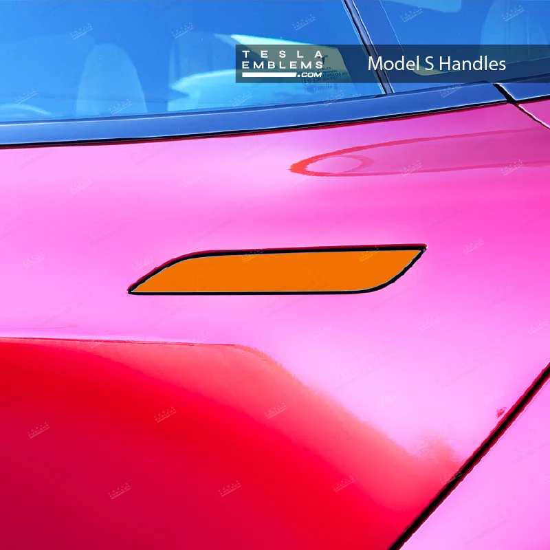 3M Gloss Deep Orange Tesla Door Handle Decals (4pcs) - Image 2