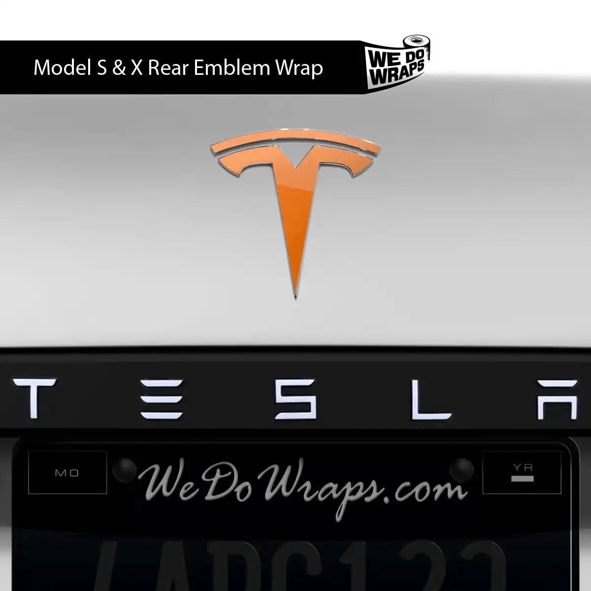 3M Gloss Deep Orange Tesla Emblem Decals (Front + Back) | Model S - Image 4