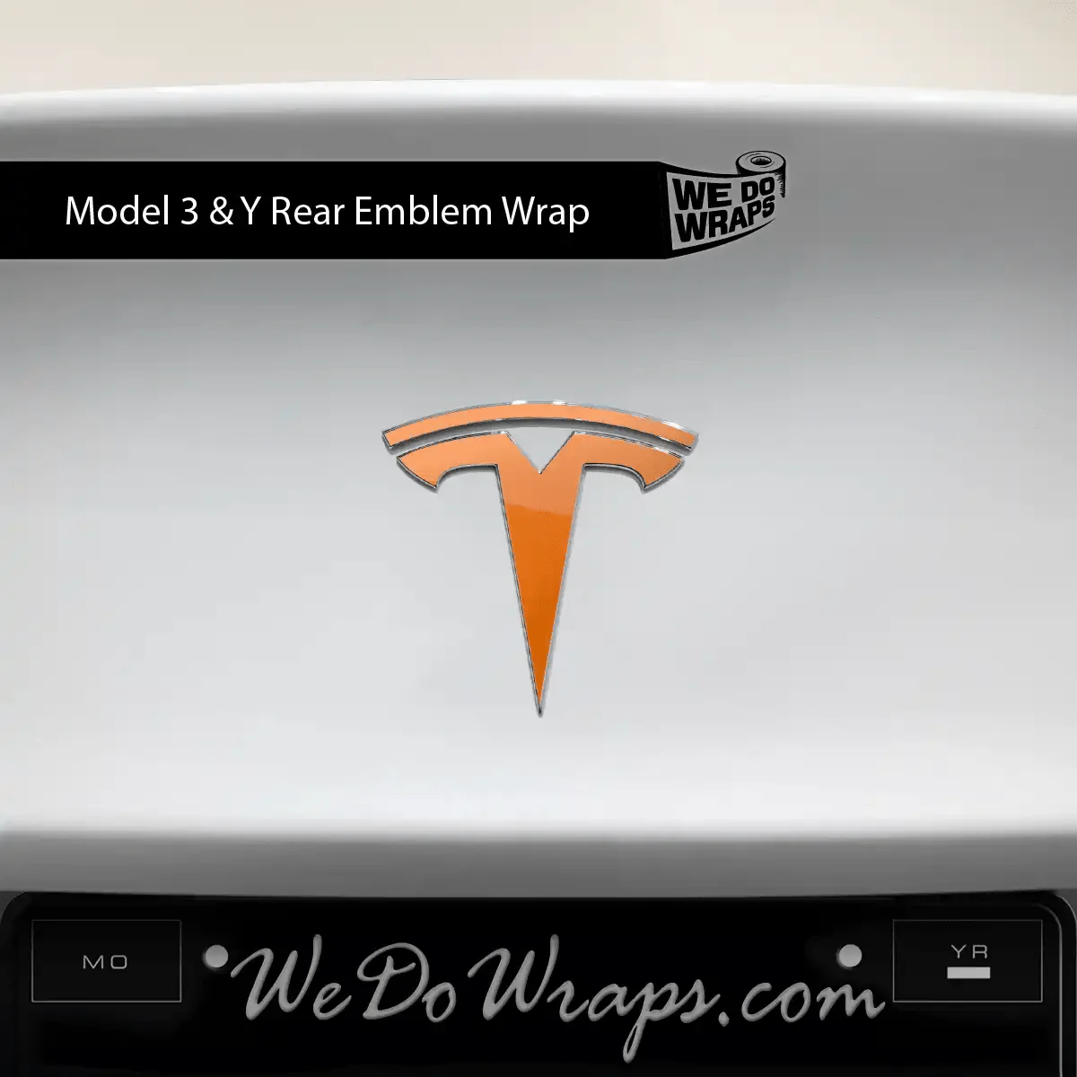 3M Gloss Deep Orange Tesla Emblem Decals (Front + Back) | Model 3 - Image 3