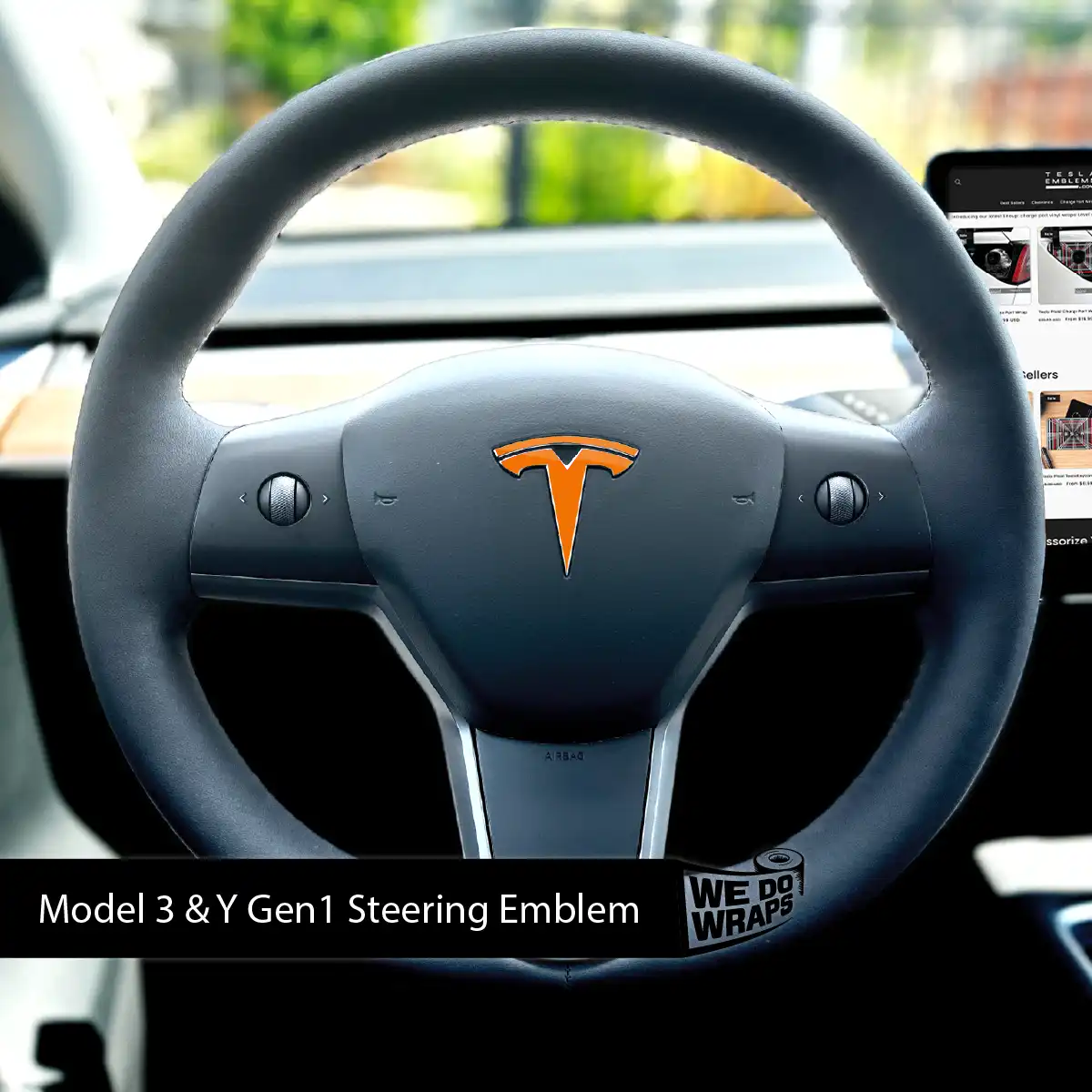 3M Gloss Deep Orange Tesla Steering Wheel Wrap | M3 2017-Jan 2024 - Image 3