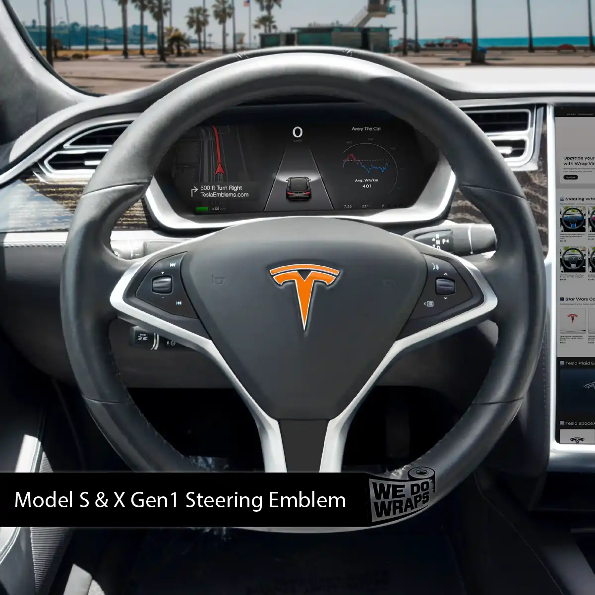 3M Gloss Deep Orange Tesla Steering Wheel Wrap | Model S - Image 3