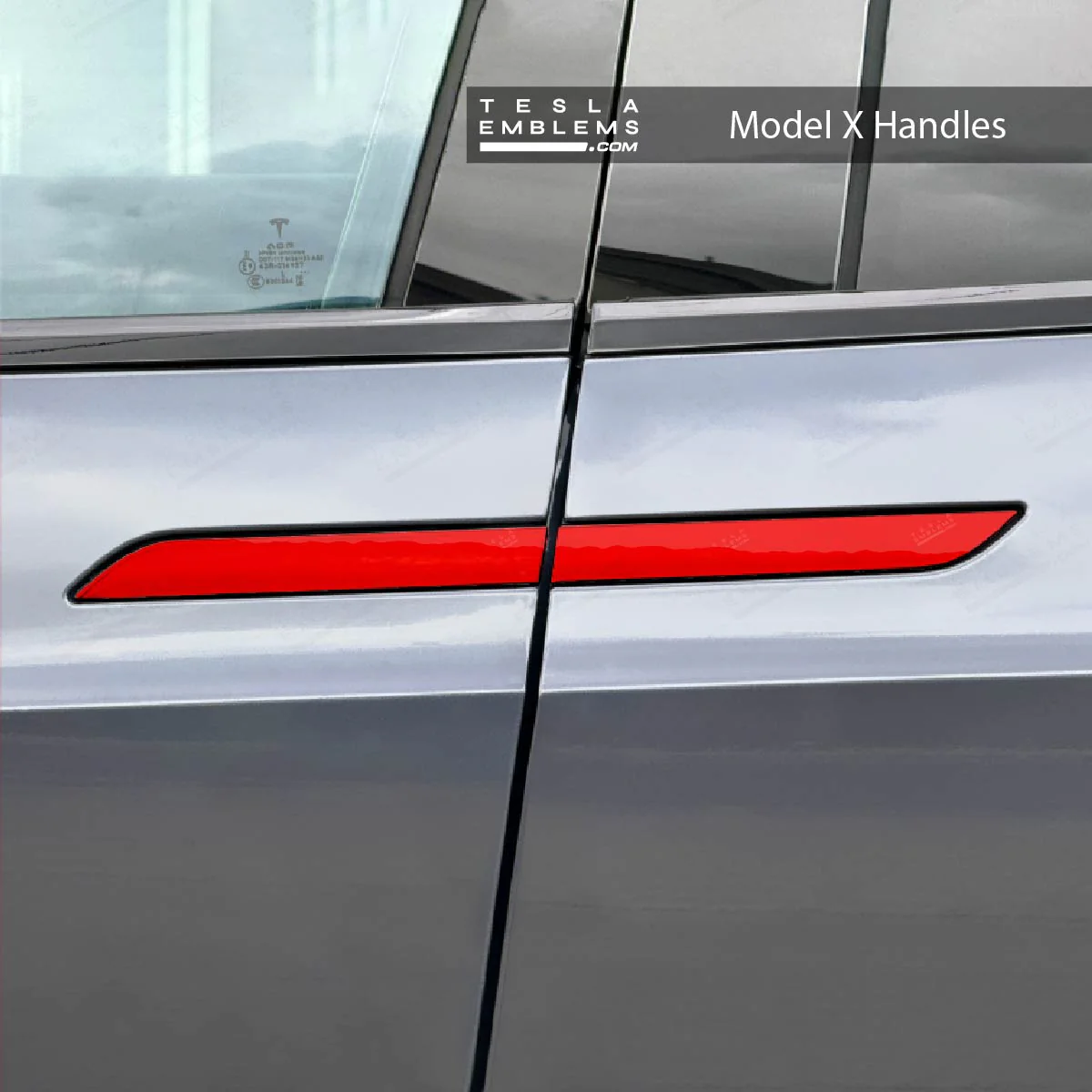 3M Gloss Dragon Fire Red Tesla Door Handle Decals (4pcs) - Image 3