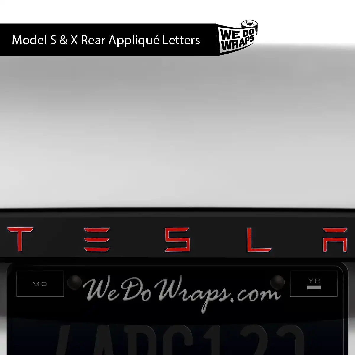 3M Gloss Dragon Fire Red Tesla Emblem Decals (Front + Back) | Model S - Image 3
