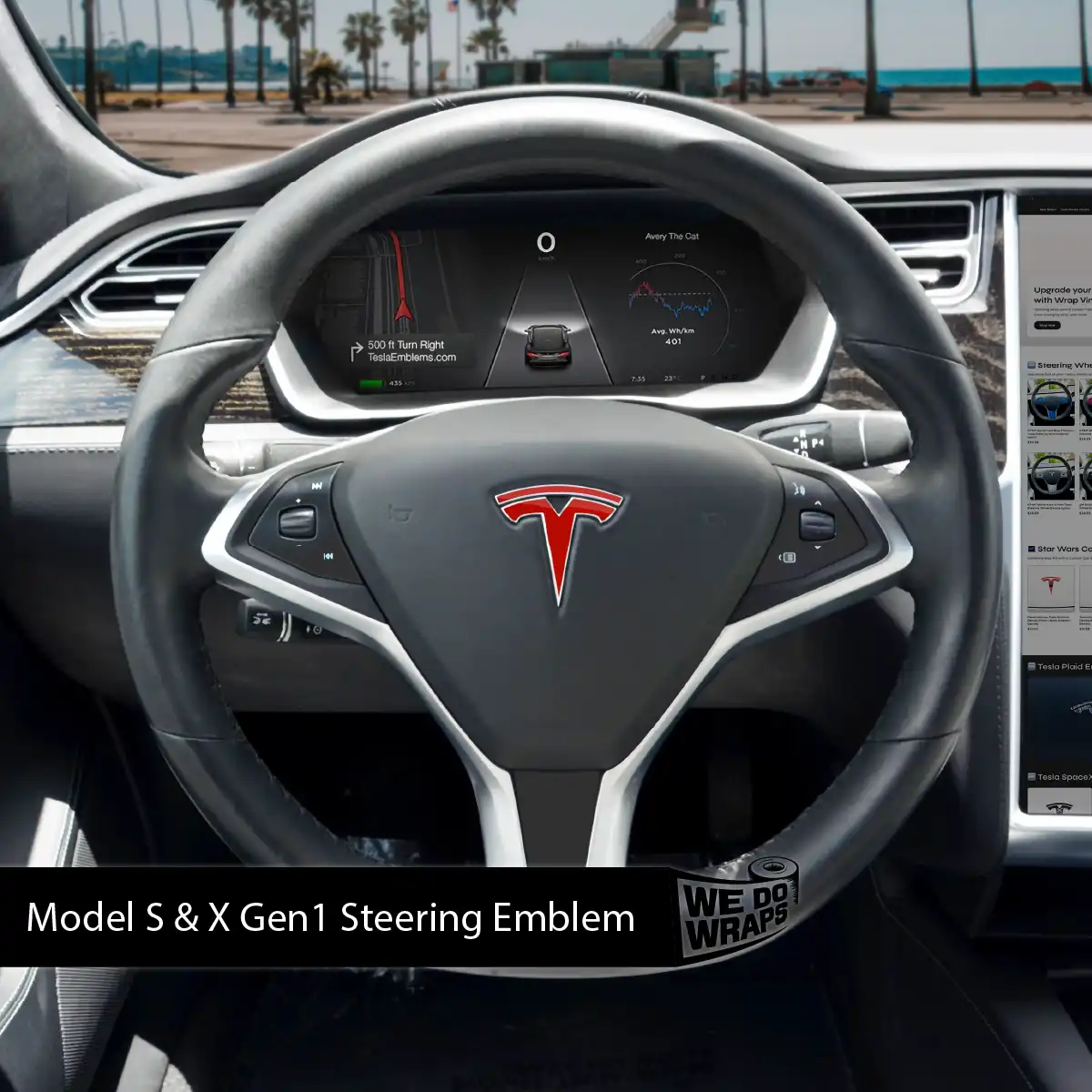 3M Gloss Dragon Fire Red Tesla Steering Wheel Wrap | Model S - Image 4