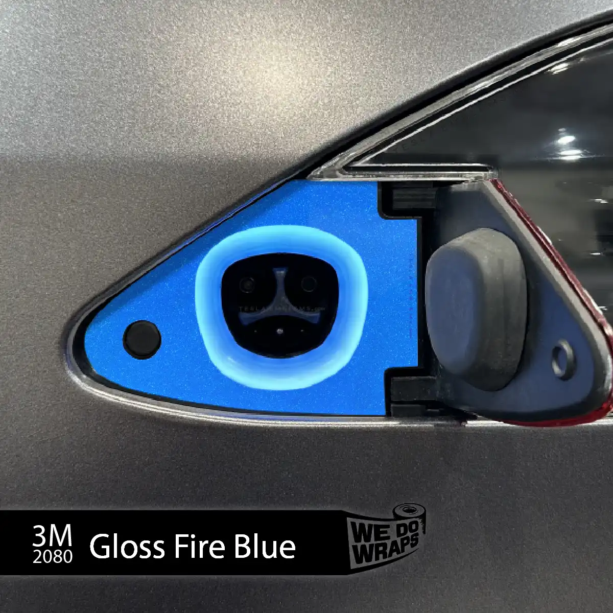 3M Gloss Fire Blue Tesla Charge Port Wrap | Model S - Image 3