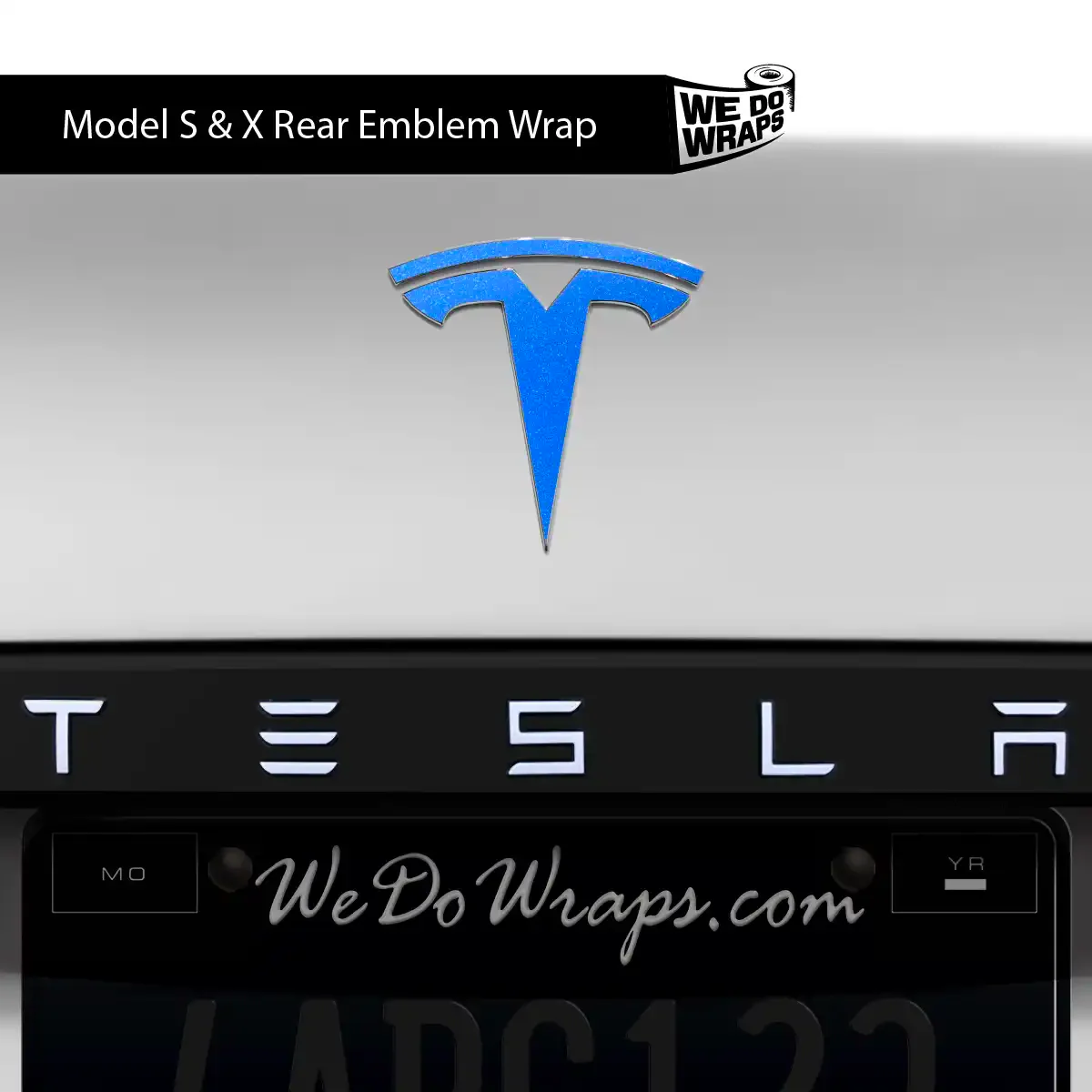 3M Gloss Fire Blue Tesla Emblem Decals (Front + Back) | Model S - Image 3