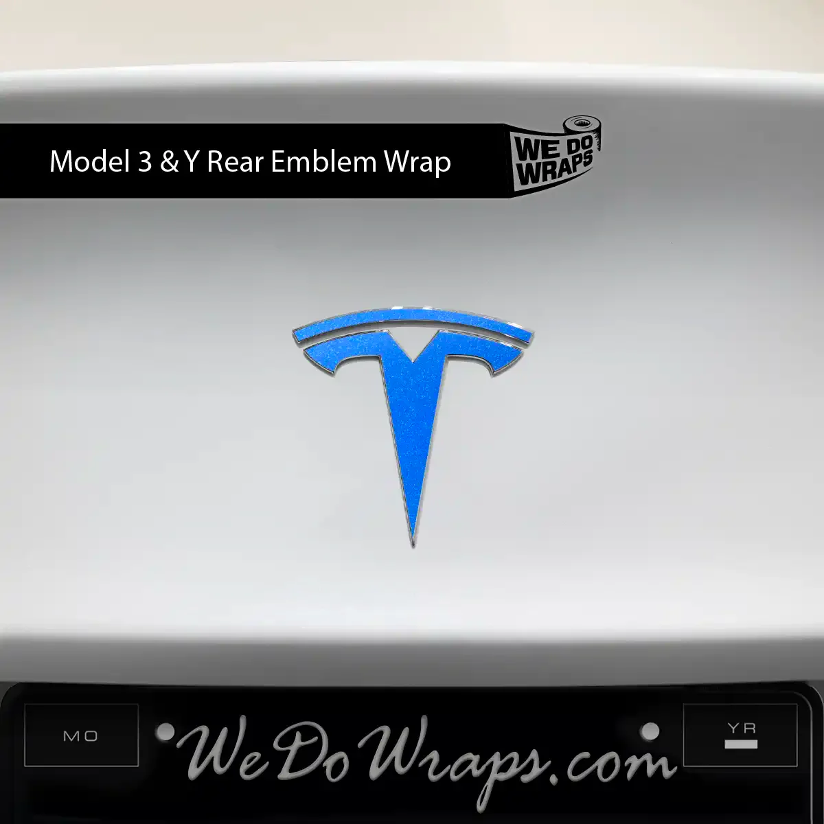 3M Gloss Fire Blue Tesla Emblem Decals (Front + Back) | Model 3 - Image 3