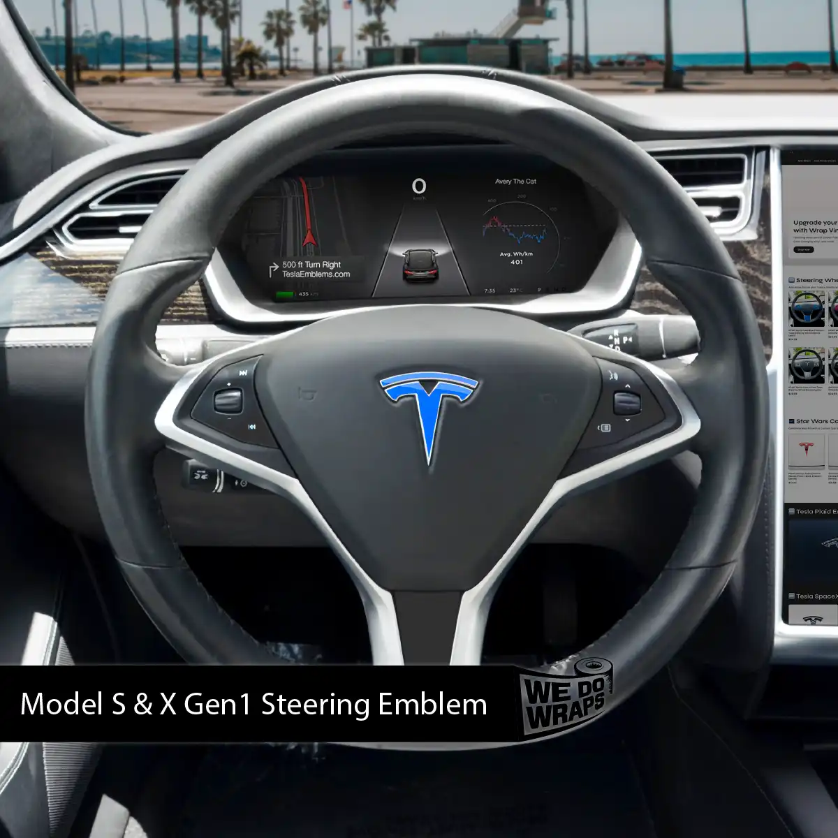3M Gloss Fire Blue Tesla Steering Wheel Wrap | Model S - Image 3