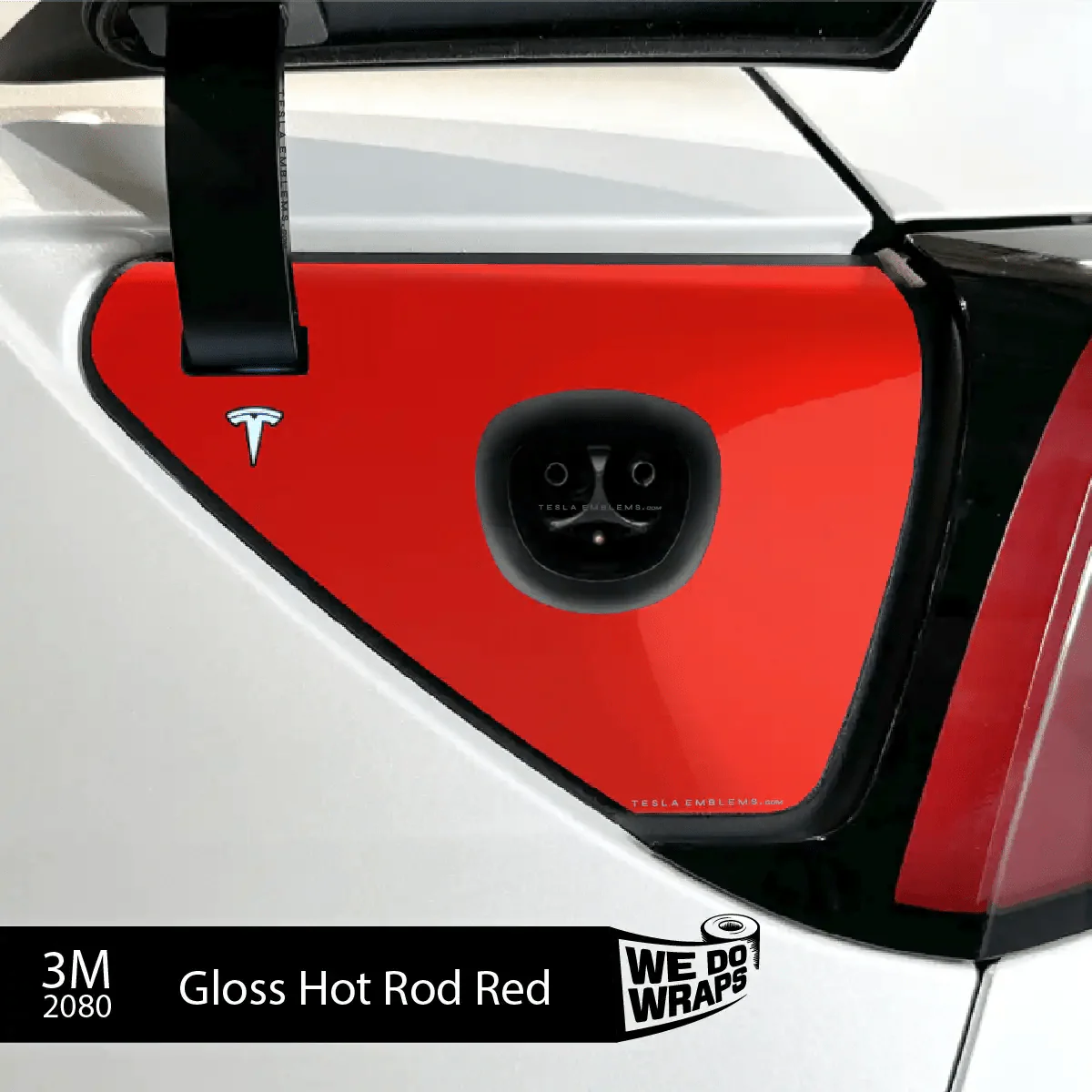 3M Gloss Hot Rod Red Tesla Charge Port Wrap | Model Y - Image 2