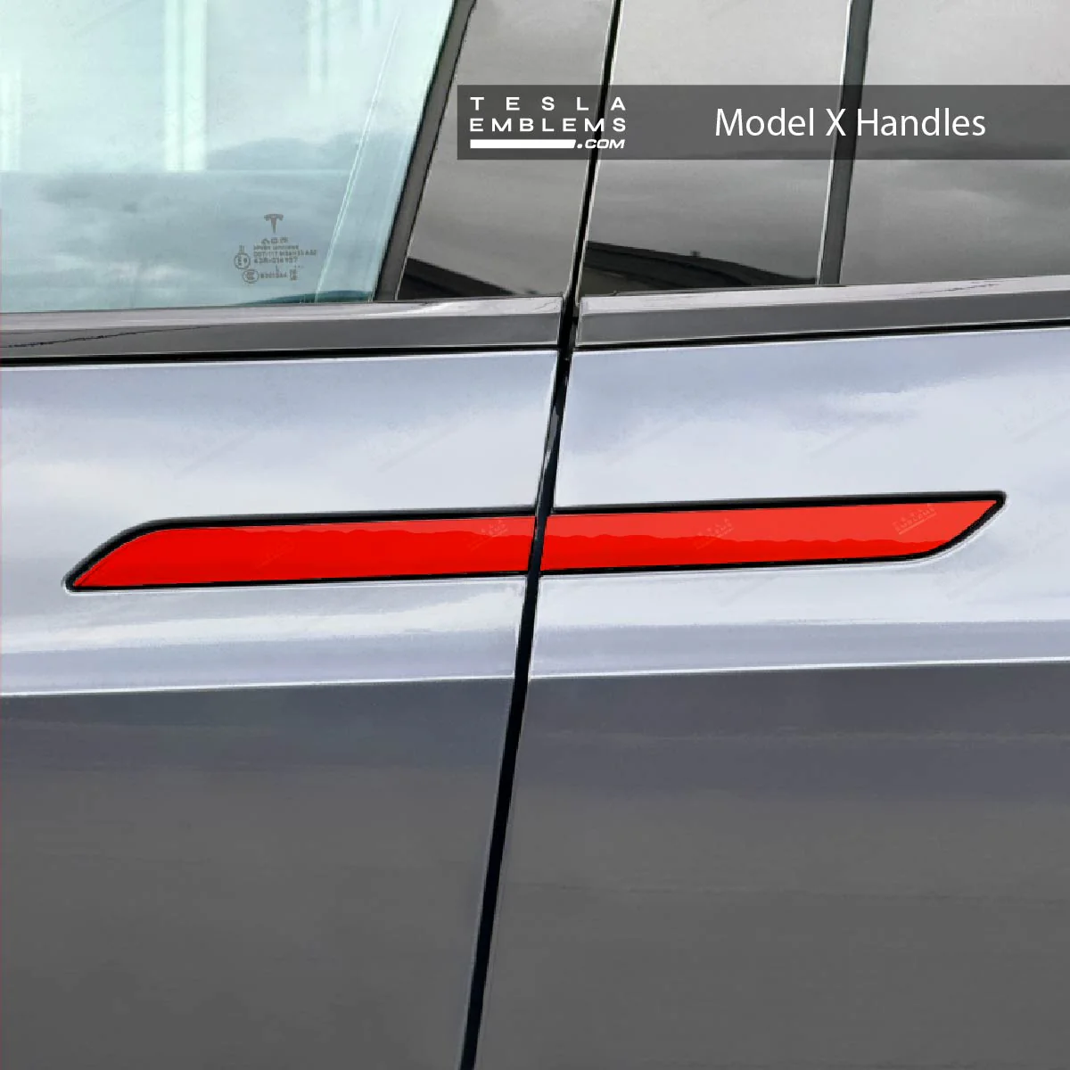 3M Gloss Hot Rod Red Tesla Door Handle Decals (4pcs) - Image 3