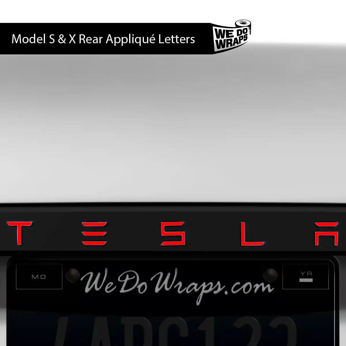 3M Gloss Hot Rod Red Tesla Emblem Decals (Front + Back) | Model X - Image 3