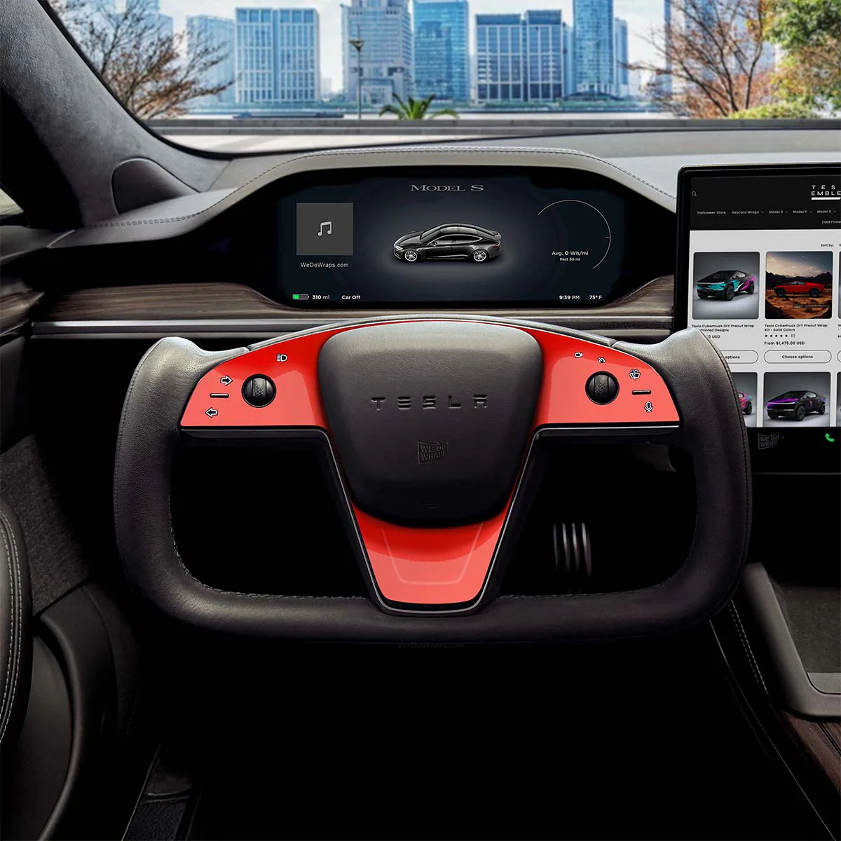 3M Gloss Hot Rod Red Tesla Steering Wheel Trim Decal Kit (3pcs) | MS Feb 2021+ - Image 5