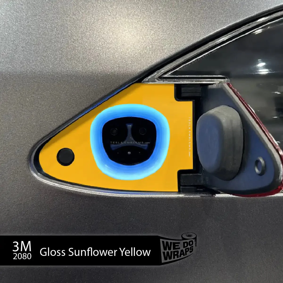3M Gloss Sunflower Yellow Tesla Charge Port Wrap | Model S - Image 2