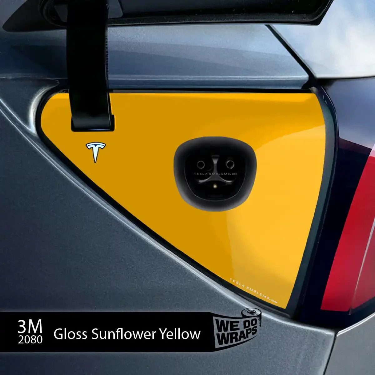 3M Gloss Sunflower Yellow Tesla Charge Port Wrap | Model 3 - Image 2