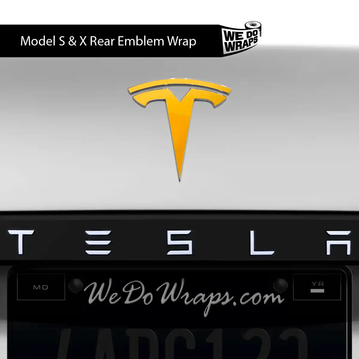 3M Gloss Sunflower Yellow Tesla Emblem Decals (Front + Back) | Model X - Image 4
