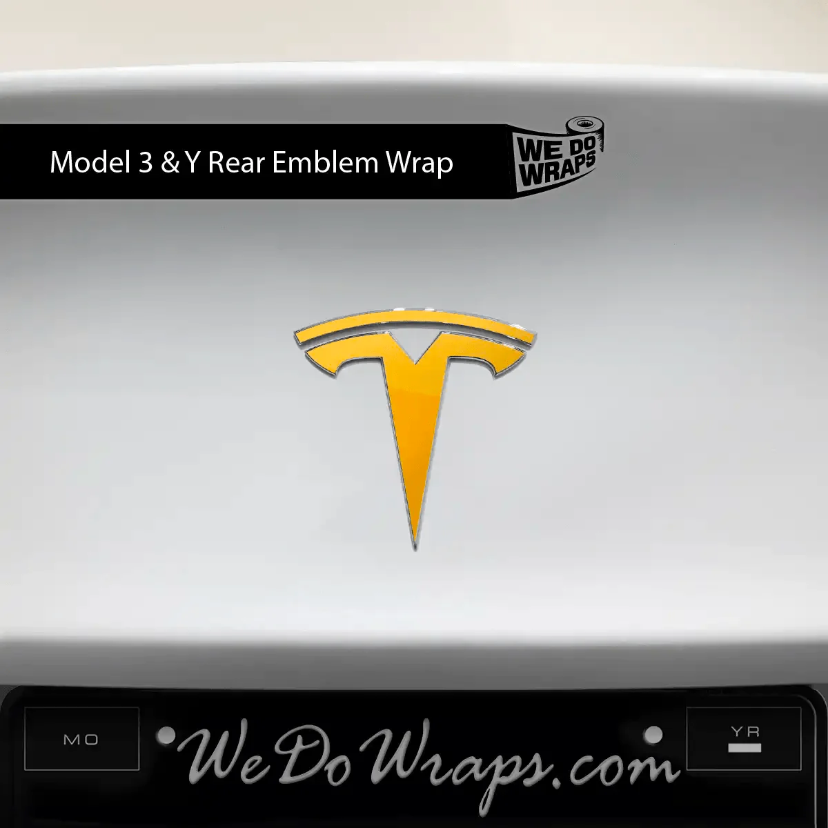 3M Gloss Sunflower Yellow Tesla Emblem Decals (Front + Back) | Model Y - Image 3