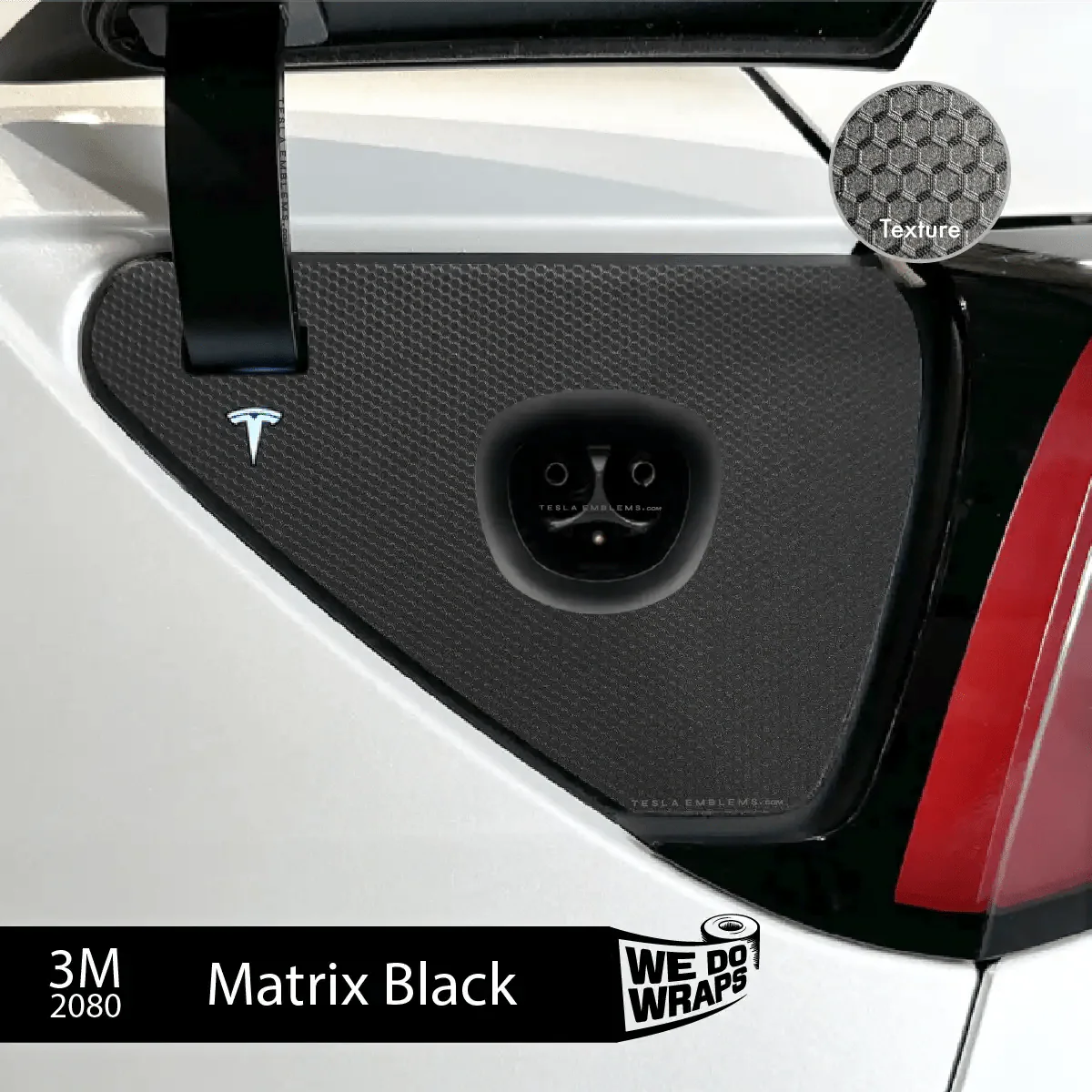 3M Matrix Black Tesla Charge Port Wrap | Model Y - Image 2