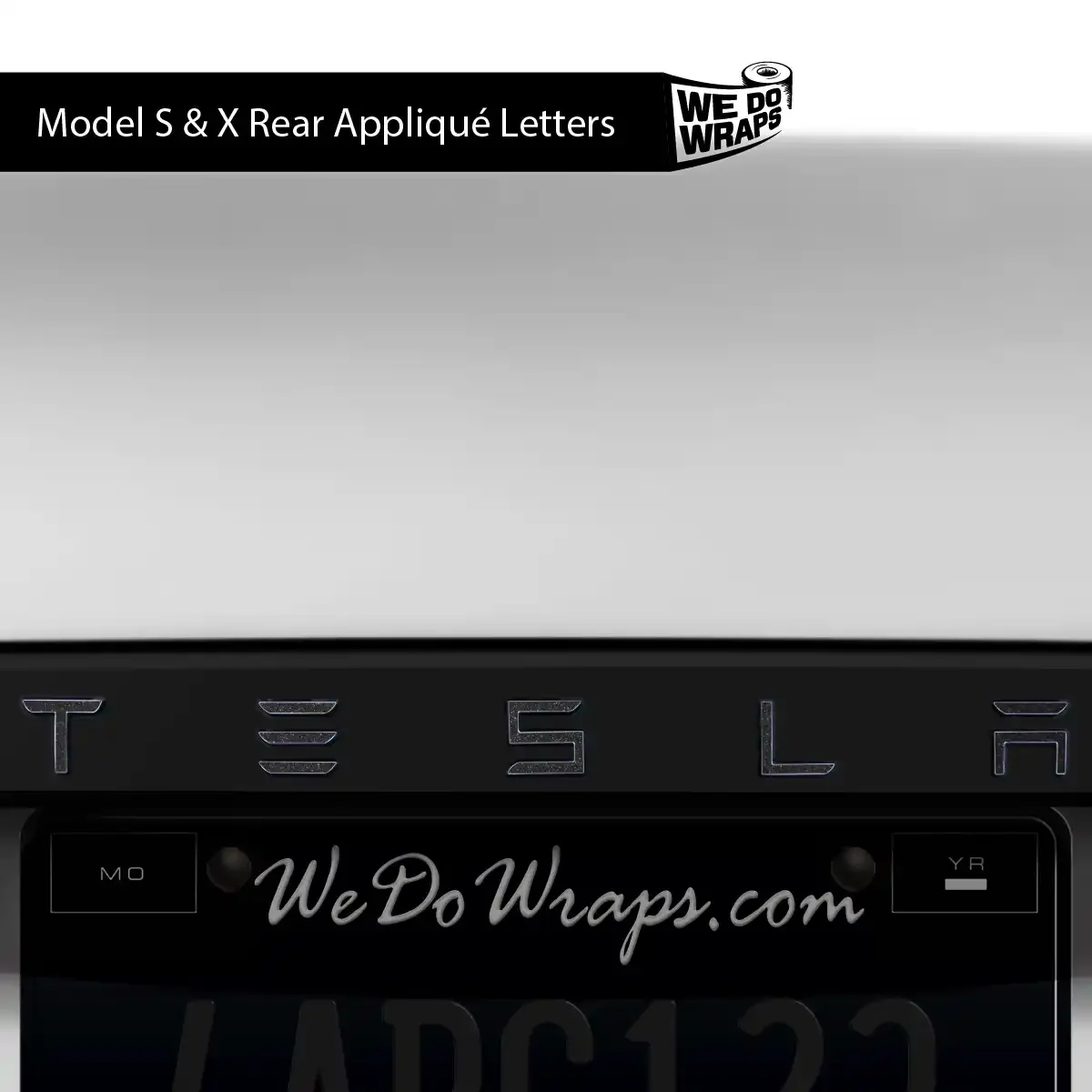 3M Matte Black Metallic Tesla Emblem Decals (Front + Back) | Model X - Image 3