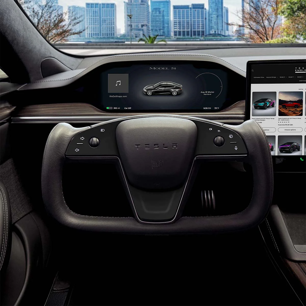 3M Matte Black Metallic Tesla Steering Wheel Trim Decal Kit (3pcs) | MS Feb 2021+ - Image 5