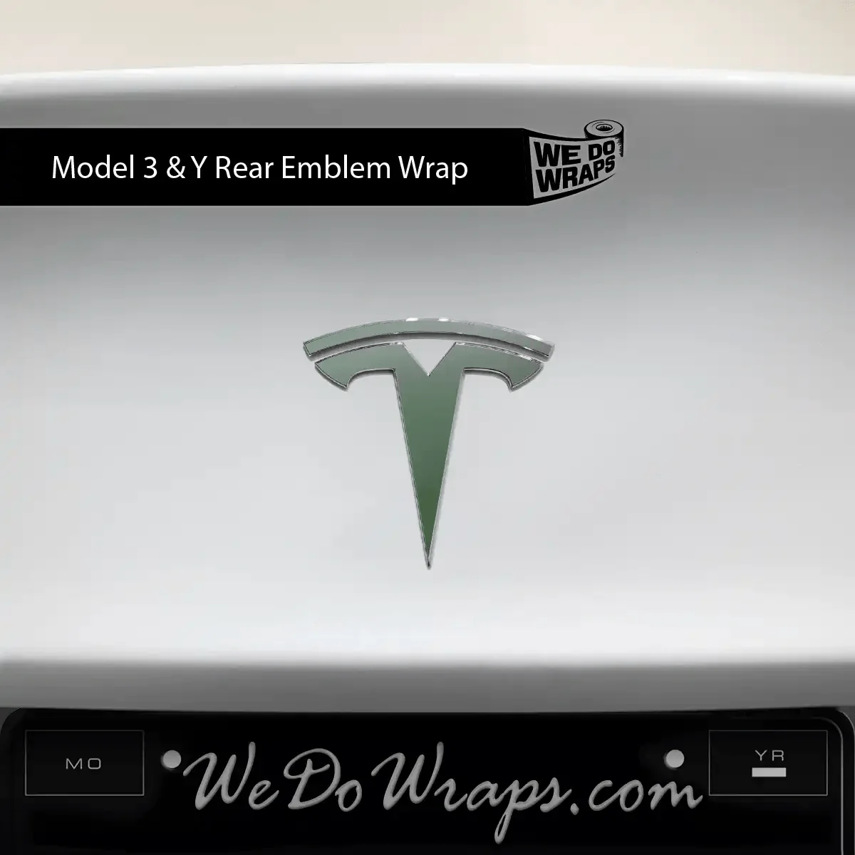3M Matte Military Green Tesla Emblem Decals (Front + Back) | Model 3 - Image 3