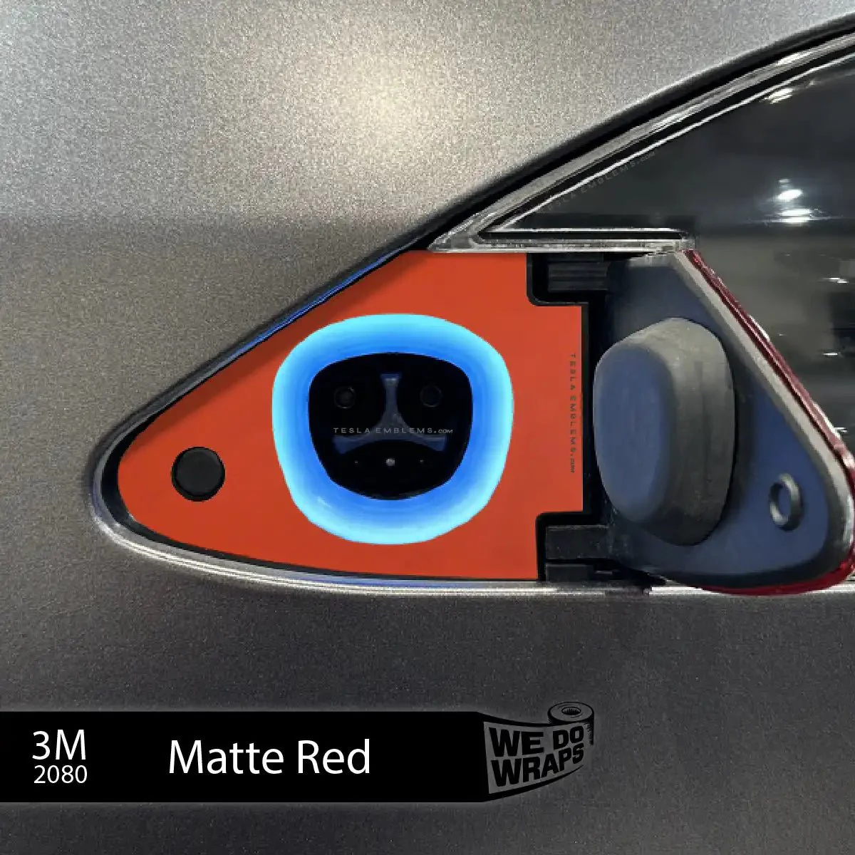 3M Matte Red Tesla Charge Port Wrap | Model S - Image 2