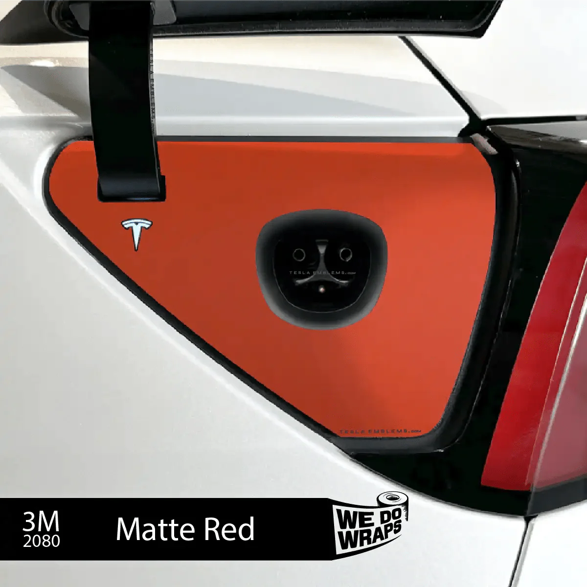 3M Matte Red Tesla Charge Port Wrap | Model Y - Image 2