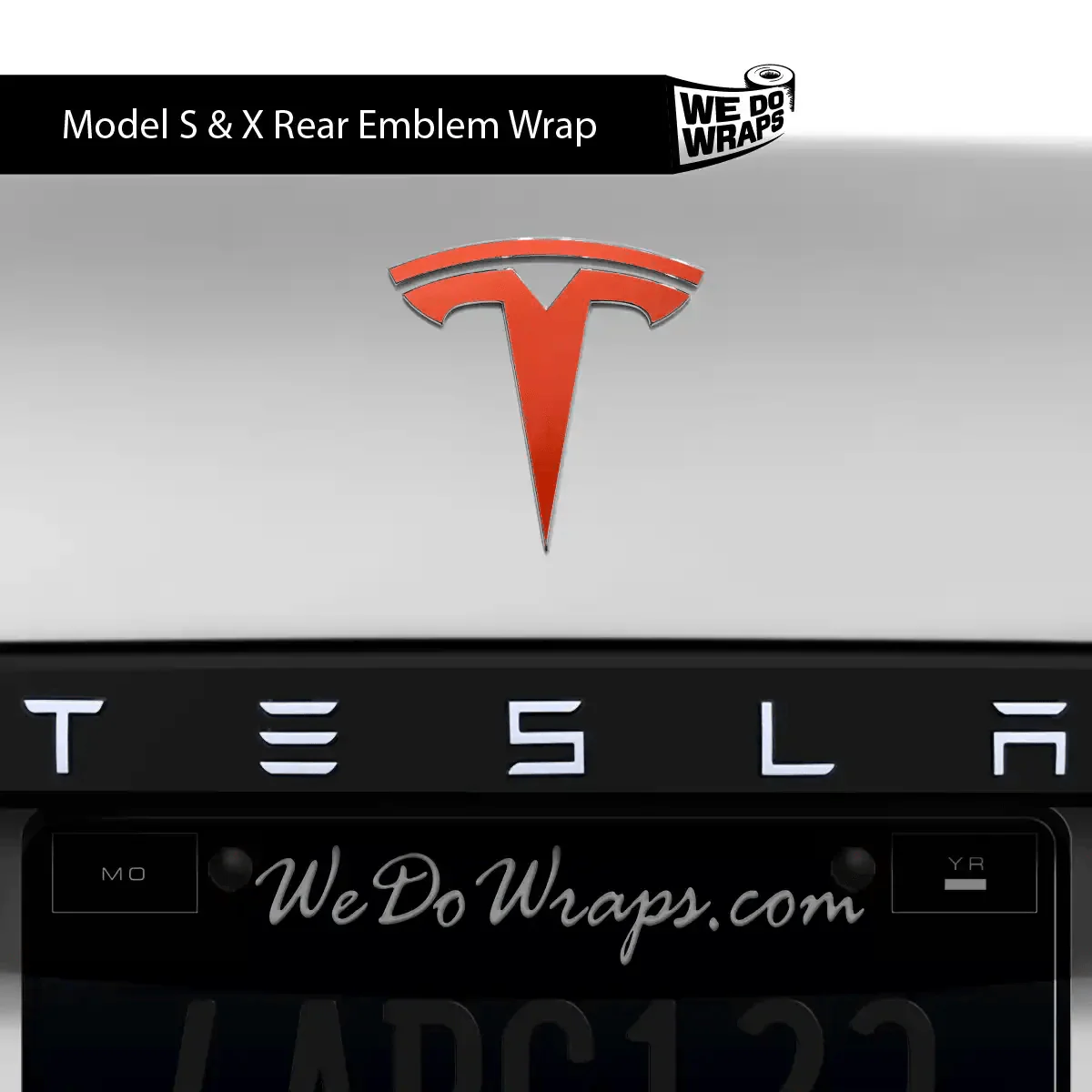 3M Matte Red Tesla Emblem Decals (Front + Back) | Model X - Image 4