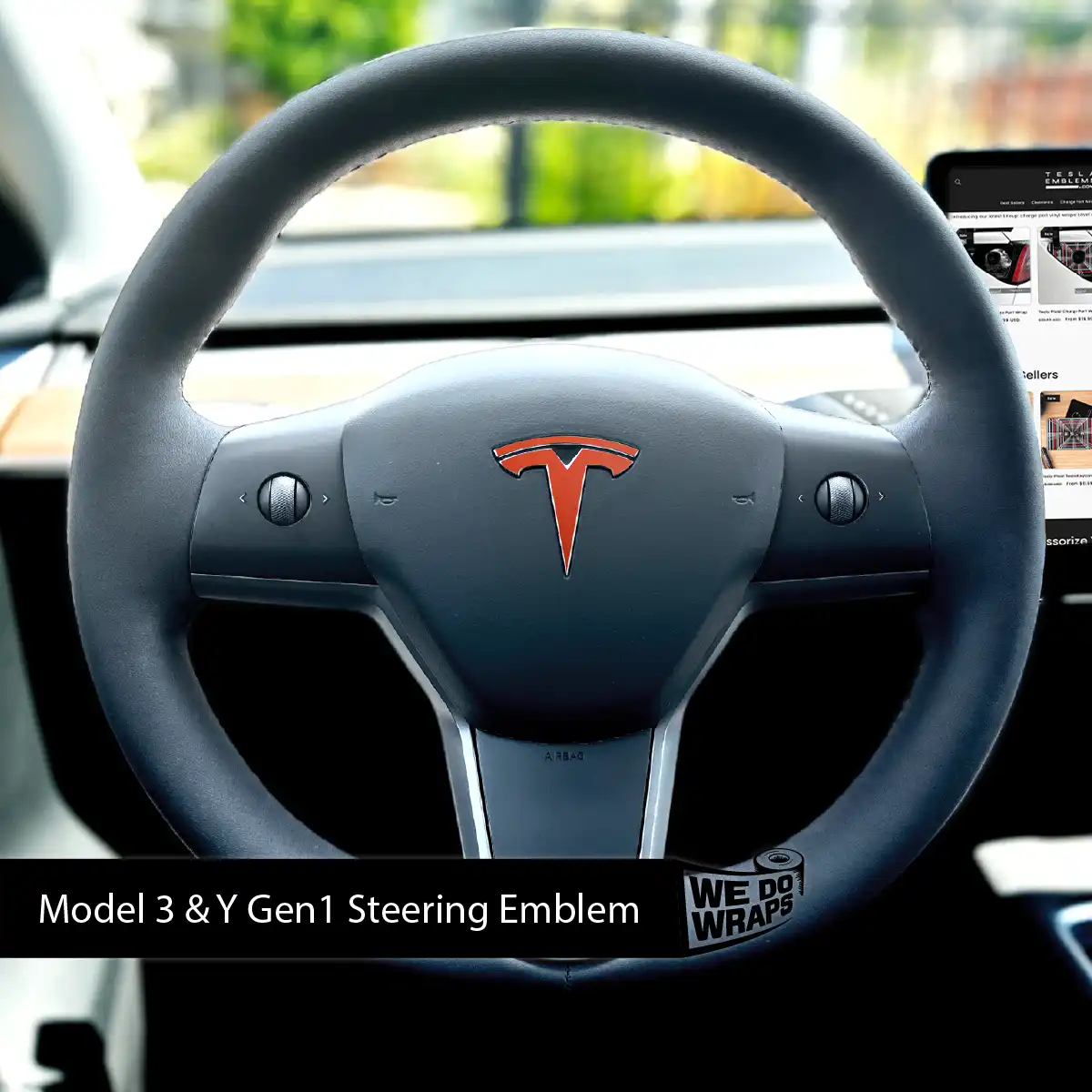 3M Matte Red Tesla Steering Wheel Wrap | MY 2019-'25 - Image 3