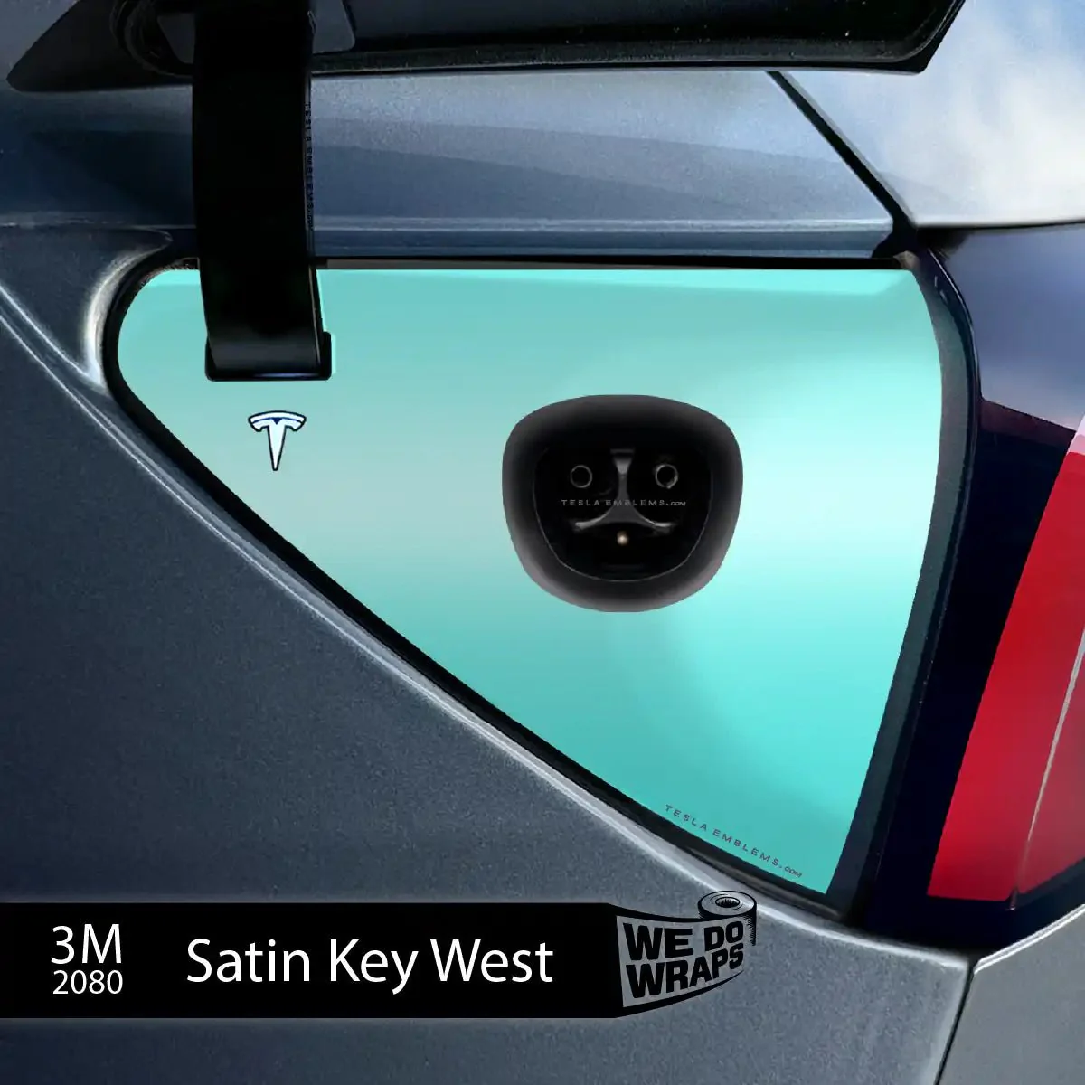 3M Satin Key West Tesla Charge Port Wrap | Model 3 - Image 2