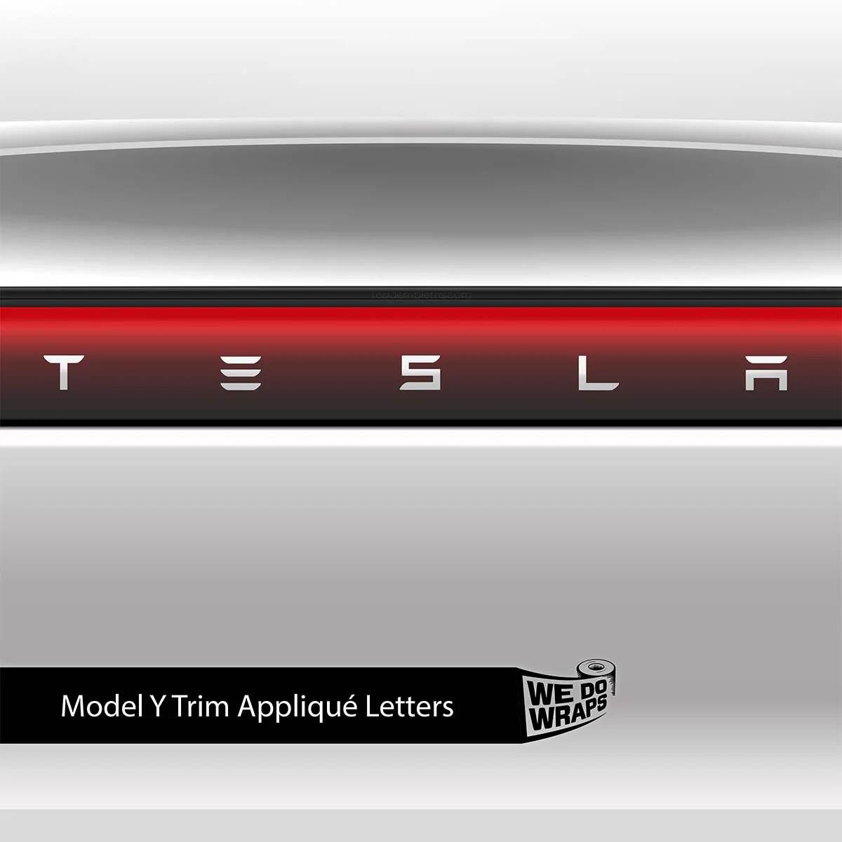 3M Satin White Tesla Emblem Decals (Front + Back) | Model Y - Image 2