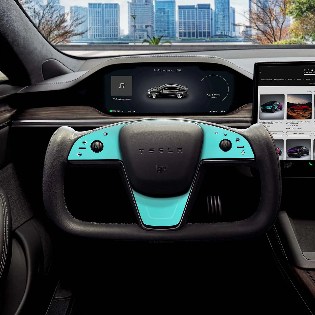 3M Satin Key West Tesla Steering Wheel Trim Decal Kit (3pcs) | MS Feb 2021+ - Image 5