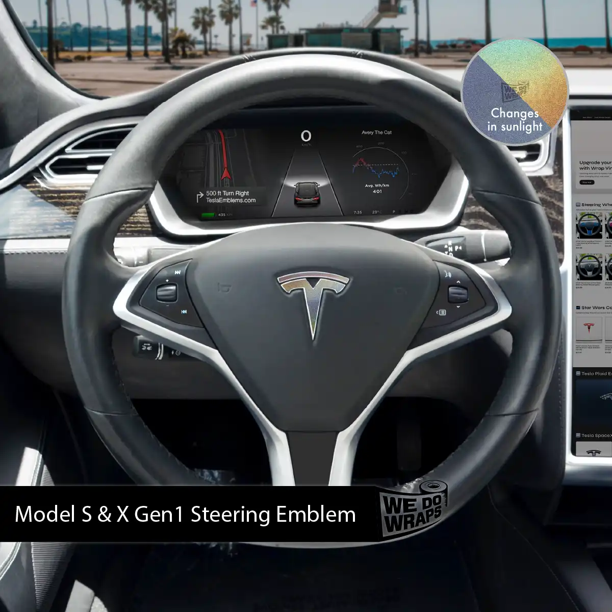 3M Satin Psychedelic Flip Tesla Steering Wheel Wrap | Model S - Image 3