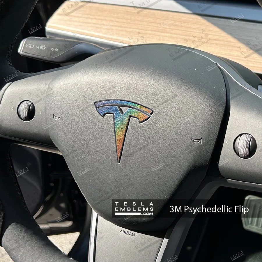 3M Satin Psychedelic Flip Tesla Steering Wheel Wrap | Model X - Image 3