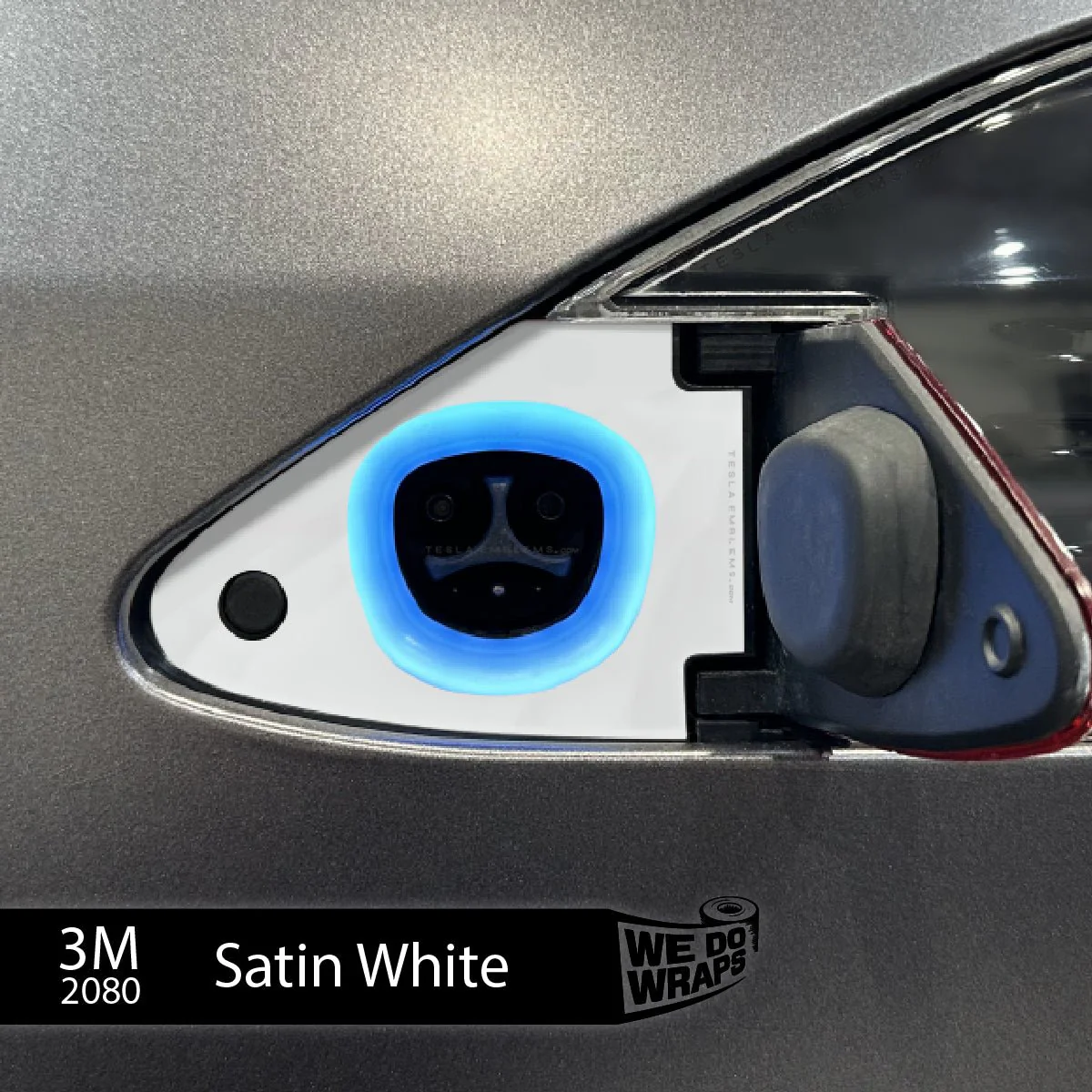3M Satin White Tesla Charge Port Wrap | Model X - Image 2