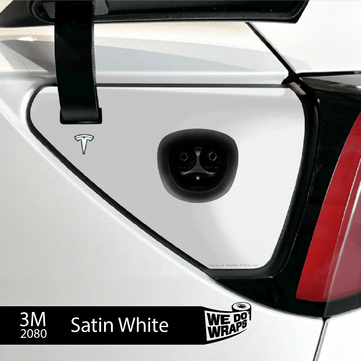 3M Satin White Tesla Charge Port Wrap | Model Y - Image 2