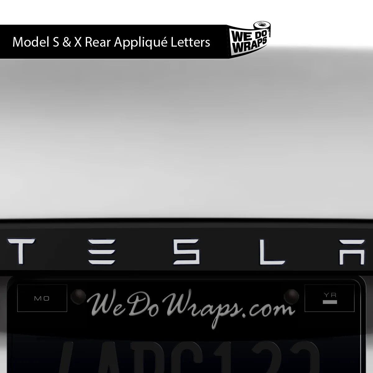 3M Satin White Tesla Emblem Decals (Front + Back) | Model S - Image 3