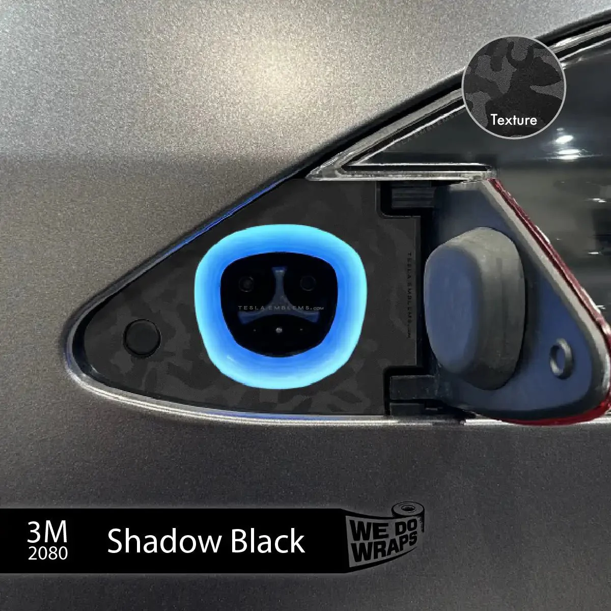 3M Shadow Black Camo Tesla Charge Port Wrap | Model X - Image 2