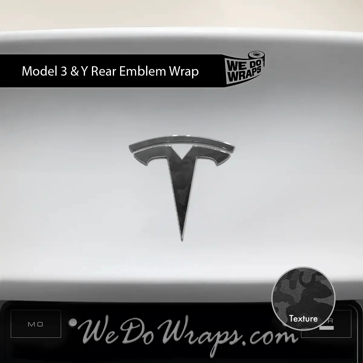 3M Shadow Black Camo Tesla Emblem Decals (Front + Back) | Model 3 - Image 3