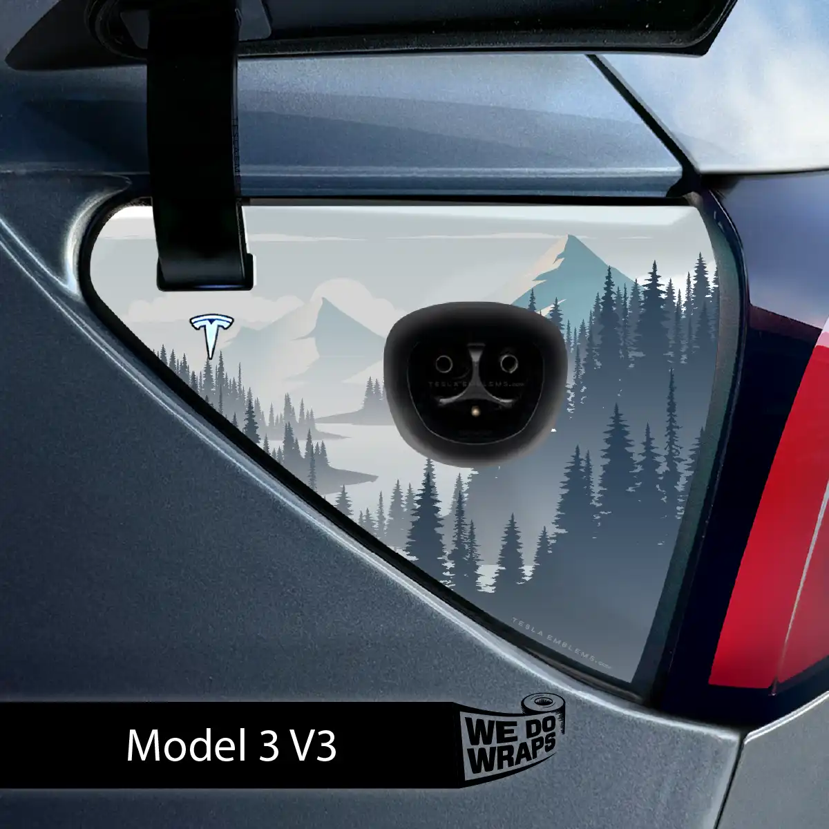 Alpine Retreat Tesla Charge Port Wrap | Model 3 - Image 2