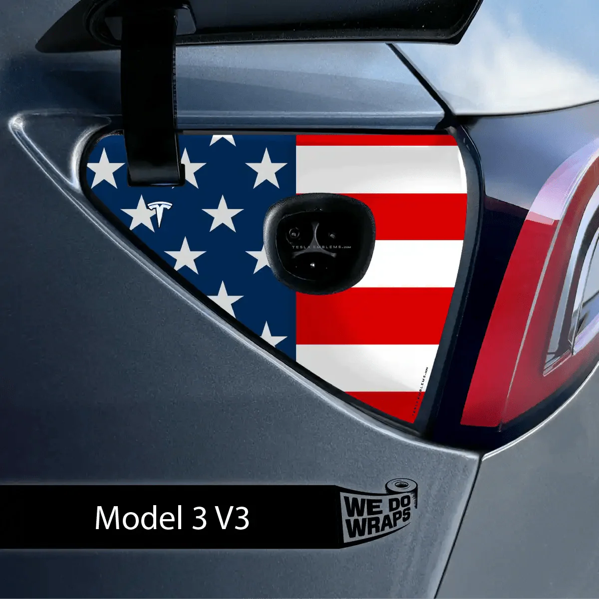 American Flag Tesla Charge Port Wrap | Model 3 - Image 2