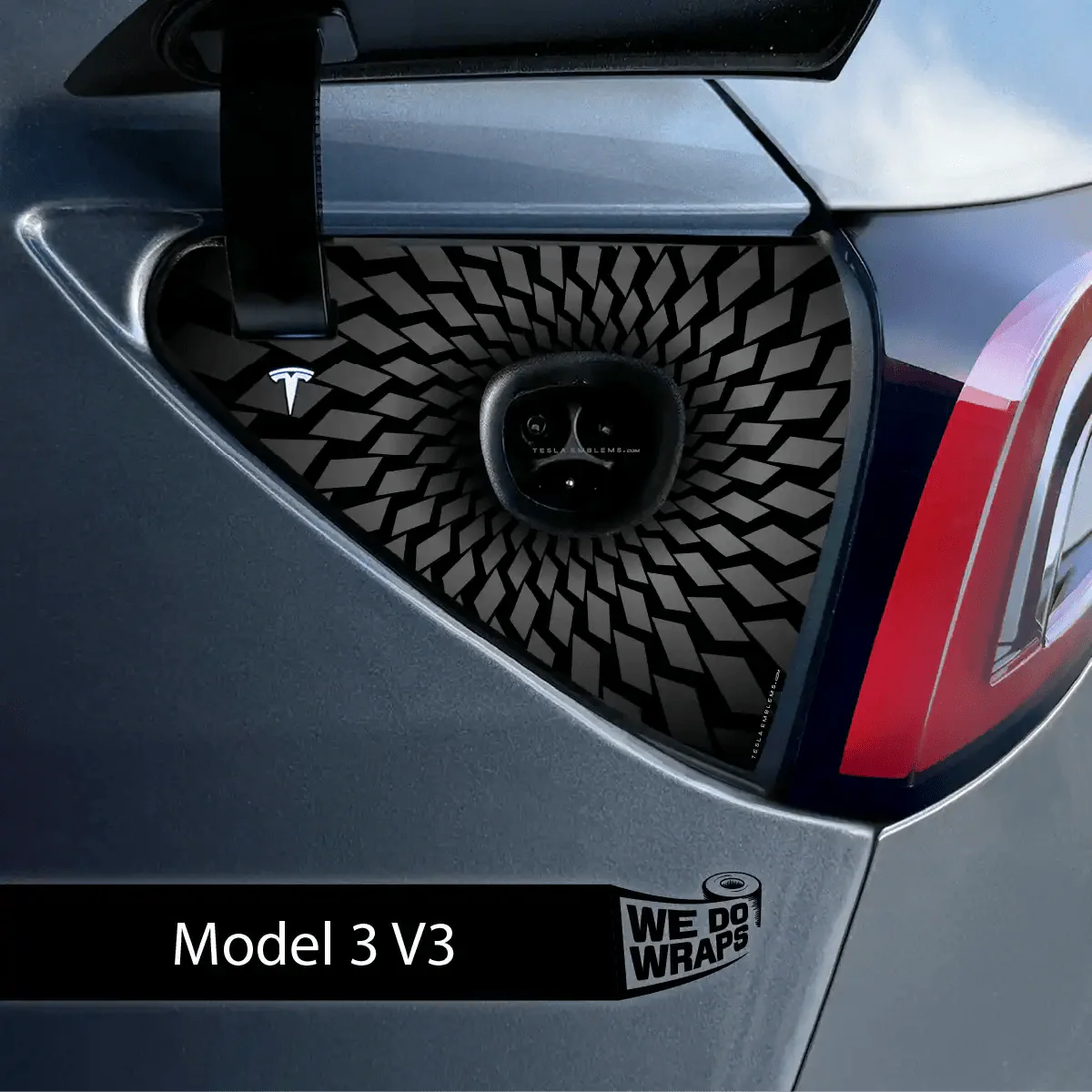 Black Hole Tesla Charge Port Wrap | Model 3 - Image 2