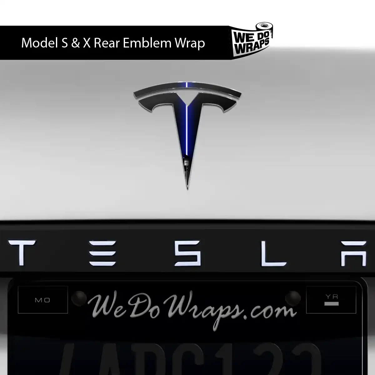 Blue Laser Sword Tesla Emblem Decals (Front + Back) | Model X - Image 2